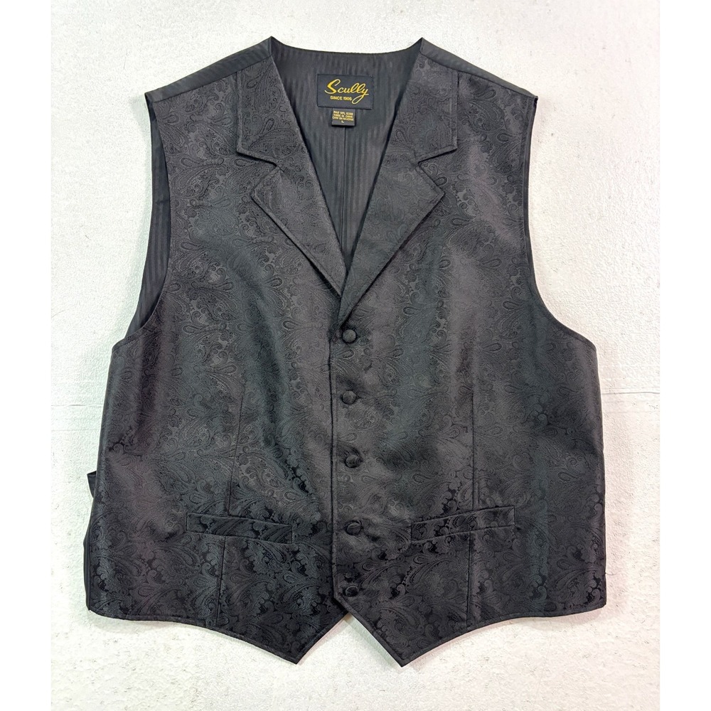 Scully Large Vest Waistcoat Satin Paisley Western Reenactment Formal Evening